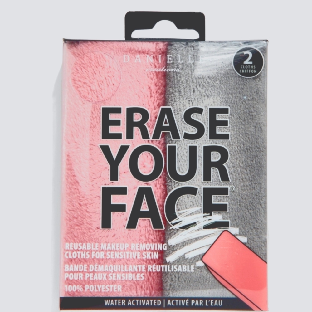Danielle Creations Erase YourFace 2 Pack Cloth NWT IN BOX Pink/Blue